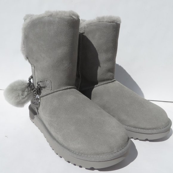 UGG Boots Women's Classic Short Charm 8 NEW Gray SEL Sheepskin Suede NIB - Picture 7 of 16